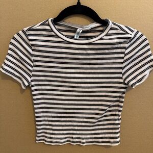 H&M Divided Pink and Black Striped Top